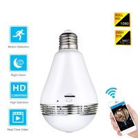 WiFi Bulb Security Camera - Wireless Cam Night Vision Fisheye LED Light 360° Panoramic Remote View, Motion Detection for Home Baby Pet Monitor
