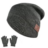 BearsFire Wireless Music Hat Beanie Compatible with Bluetooth Headphone Stereo Speaker Mic, Winter Warm Thick Skull Hat Washable Knit Running Cap for Men Women Outdoor Sports (Dark Gray)