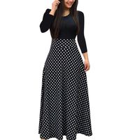 Chaofanjiancai Elegant Women's Maxi Dress Floral Printed Summer Short Sleeves Casual O-Neck Long Maxi Dress (L, Black Maxi Dress)