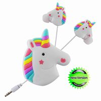 Cartoon Earphones,Moear Cute Rainbow Unicorn Earbuds Teens Wired Earbuds for iOS and Android Smartphones, Laptops, Gaming Come with Cable Wrap