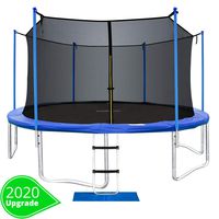 ORCC New Upgrade15 14 12 10FT Trampoline with Safety Enclosure Net Wind Stakes Rain Cover Ladder,Outdoor Trampoline with TUV Certificated