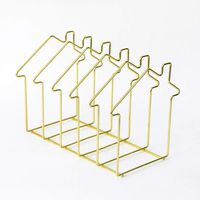 DragonPad File Folder Holders,Desktop Iron Bookshelf Simple Magazine Storage Rack Metal Wire Book Stand for Office Home House Shape - Light Gold