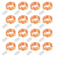 MUMUXI 16 Pack Fairy Lights Battery Operated (Included) 10ft 30 LED Mini String Lights Waterproof Copper Wire Firefly Starry Lights for Halloween Party Christmas Festivals Decorations, Orange