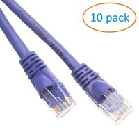 Kenuco CAT5e UTP Booted Ethernet Patch Cable | Purple | 6ft | Pack of 10