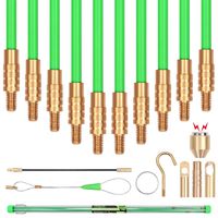 SWANLAKE 50' Fiberglass Running Wire Cable Coaxial Electrical Fish Tape Pull Push Kit
