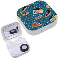 Portable Contact Lens Case Box Travel Kit Mirror + Bottle + Tweezers Container Holder [ Hipster ]