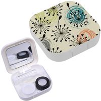 Portable Contact Lens Case Box Travel Kit Mirror + Bottle + Tweezers Container Holder [ Flying Dandelion Seeds ]