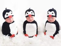 Newborn Baby Crochet Knitted Photography Props Animal Costume Set Penguin Sleeping Bag