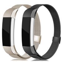 LNOOIU Metal Bands Compatible with Fitbit Alta, Replacement for Alta HR Stainless Steel Bands Adjustable Accessory Wristband for Alta Bracelet Women Men Girls Boys(2 Pack Small D)