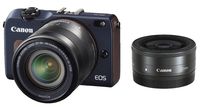 Canon EOS M2 Mirrorless Digital Camera with EF-M 18-55mm + EF-M 22mm + EX90 Flash + EF-M Adapter Kit (Blue) - International Version (No Warranty)