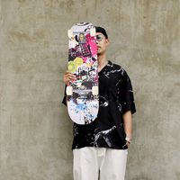 VEZARON So Cool！Skateboard for Children Adults Youths Beginners, 31x8 Inch Complete 4 Wheels Retro Board with Bendable Deck, Cruiser Skateboard, 300 Ibs (Black)