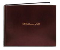 BookFactory Leather Funeral Guest Book"A Celebration of Life" / Memorial Book/Memorial Guest Books (48 Pages - 8 7/8" x 7") Burgundy Leather, Smyth Sewn Hardbound (LOG-048-97CS-XM (Funeral-REG))