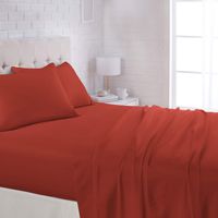 AmazonBasics Lightweight Super Soft Easy Care Microfiber Sheet Set with 16" Deep Pockets - California King, Red