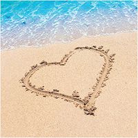 Creative Converting 16 Count Beach Love 3-Ply Paper Beverage Napkins, Blue/Yellow