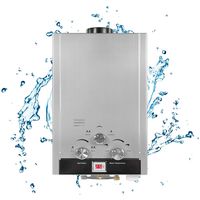 Stainless Steel Gas Hot Water Heater, Household Bathroom Water Heater with Shower Head Kit