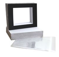 Golden State Art, Pack of 50 Black Pre-Cut 11x14 Picture Mat for 8x10 Photo with White Core Bevel Cut Mattes Sets. Includes 50 Acid-Free Bevel Cut Mats & 50 Backing Board & 50 Clear Bags