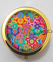 BlackKey Bohemian Pattern 3-Compartment Decorative Pocket Gift Box Case Organizer for Pill, Color 2 -2071