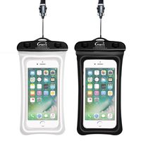 PSHYX 081 Universal 100 Feet Waterproof Phone Pouch Waterproof Bag with Inflatable Ring Compatible for iPhone Samsung Google Motorola LG Phone up to 7 Inch (Black and White, Pack of 2)