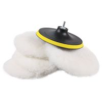 SPTA 6 Pcs 6 Inch Polishing Buffer Wool and Wheel Polishing Pad Woolen Polishing Waxing Pads Kits with 5/8"-11 Drill Adapter and Backing Plate for Car Polisher