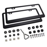 Ohuhu Matte Aluminum License Plate Frame with Black Screw Caps, 2Pcs 2 Holes Black Licenses Plates Frames, Car Licenses Plate Covers Holders for US Vehicles