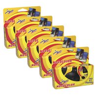 Novocolor - Disposable Cameras with Flash (27 Exposures with Flash) Pack of 5