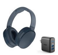 Skullcandy HESH 3 Noise Canceling Over-Ear Wireless Bluetooth Headphone Bundle with Anker 2 Ports USB Wall Charger - Blue