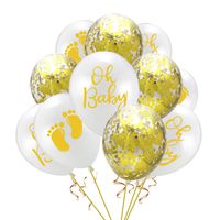 HuntGold 10Pcs 12 Inch Confetti Balloon Oh Baby Latex Balloons Round Shape Party Decor for Baby Shower Decorations- A
