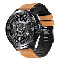 Allcall GT 4G Smart Watch Phone Big Battery Face Unlock Life Waterproof GPS Dual Cameras 1.6''Round Display Long Battery Big Memory 3GB RAM 32GB ROM 24h Heart Rate Monitor(Ceramic Bezel, Brown Strap)