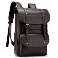 Pahajim Large Capacity Vintage College Bookbag Laptop Faux Leather Backpack Office Fashion Backpack For Men Women(Brown)