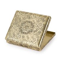 6 Sides Engraved Peonies Pure Copper Metal Cigarette Case Holder for Regular Cigarettes