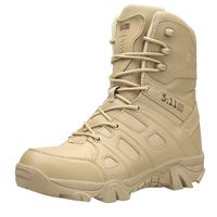 HOSOME Men Military Boots Comfortable Non-Slip Wear-Resistant Combat Hiking Outdoor Shoes Lace-up Desert Boots Khaki