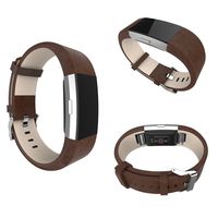 for Fitbit Charge 2 Leather Bands, UNEXTATI Leather Strap Replacement Wristband for Fitbit Charge 2 - Brown