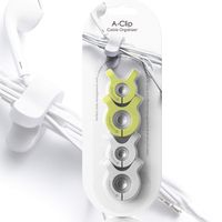 A-Clip Magnetic Cable Organizer Clips - Soft Silicone Ties Straps for Headphones Earbuds USB Computer Cords Wrap Management. Organize Your Wires for Home, Office or School Manager Keeper - Grey/Green