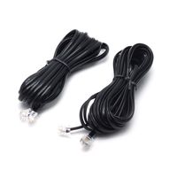 Sscon 16.4ft Black Telephone Landline Extension Cord Cable Line Wire with Standard RJ-11 6P4C Plug - Pack of 2