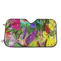 Windshield Sun Shade, Car Window Shade as Bonus Keep Vehicle Cool Protect Your Car from Sun Heat & Glare Best UV Ray Visor Protector -Painting Hummingbird Butterfly