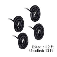 Telephone Phone Handset Cable Cord,Uvital Coiled Length 1.2 to 10 Feet Uncoiled Landline Phone Handset Cable Cord RJ9/RJ10/RJ22 4P4C(Black,4 PCS)