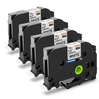 12 mm 0.47 Laminated White Tape Compatible with Brother TZ TZe-231 Laminated Black on White Work with P-Touch PT-D400 PT-D400AD PTD-600 PT-H110 PT-D210 Label Maker and More, 26.2 Feet (8m), 4-Pack