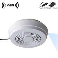 WF-402H Sony 1080p IMX323 Chip Super Low Light Spy Camera with WiFi Digital IP Signal, Recording & Remote Internet Access. Camera Hidden in a Fake Smoke Detector (12VDC, Side-Down View)