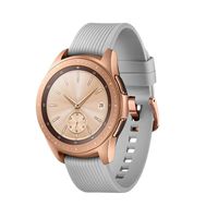 TECKMICO Galaxy Watch Bands,20mm Silicone Replacement Bands Compatible for Samsung Galaxy Watch 42mm with Rose Gold Watch Buckle for Women Men Gift (Grey, Rose Gold Buckle)