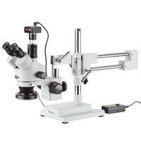 AmScope 3.5X-180X Trinocular Stereo Microscope with 4-Zone 144-LED Ring Light and 10MP Camera