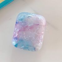 PHEZEN Cover for AirPods Pro Case 2019,AirPods Pro Marble Case Cover,Women Girls Bling Glitter Shell Design Soft TPU Silicone Cover Shockproof Protective AirPods Pro Charging Case,Blue Purple