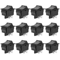 MXRS Rocker Boat Switch, 12 Pcs DPST 4 Pins Switch Snap, AC 20A/250V 15A/125V, 2 Position ON/Off Mini Boat Rocker Switch Toggle for Car Auto Boat (Black)