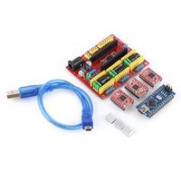 3D Printer Engraving Expansion Board Kit Controller CNC Shield V4+Nano 3.0 Board+A4988 Driver with USB Cable for Arduino