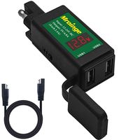 Mroinge 5V 4.8A Motorcycle USB Charger SAE to USB Adapter with Voltage Current Display, Quick Disconnect Plug with Dual USB Charger Perfect for your iPhone iPad GPS any Smartphone, with ON/OFF Switch