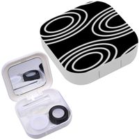 Portable Contact Lens Case Box Travel Kit Mirror + Bottle + Tweezers Container Holder [ Black Circle ]