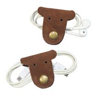 Hide & Drink Dog Shaped Cord Keeper (Cord Clam) 2-Pack Handmade Swayze Suede
