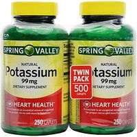 Spring Valley Potassium 99 mg from Potassium Gluconate 595 mg (2 Bottles of 250 Caplets)