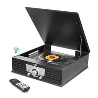 Updated Version Pyle Bluetooth Retro Turntable, Built-in Speakers, Wireless Record Player, Record Player Convert Vinyl to MP3, CD/Radio/USB/MP3, 3 Speed Turntable: 33, 45, 78 RPM