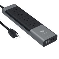 MAKETECH Aluminum 4-Outlet Surge Protector Power Strip with 4 USB Smart Charging Ports (6A/30W) and 5 Feet Heavy-Duty Power Cord, for Home, Office, Nightstand, Workbench & Dresser (Space Gray)