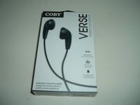 Brand New!Retail package.Genuine Coby VERSE Precision Stereo Sound Earbud Headphones.With Ear nCushions and 4 Foot Cable.BLACK.